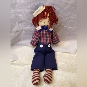 Raggedy Andy Handmade Rag Doll 15" Cloth Body Painted Face